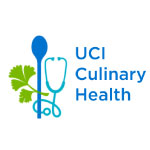 UCI Culinary Health logo with cilantro, a spatula and a stethoscope.