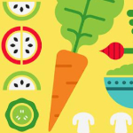 Illustration of fruits and veggies.